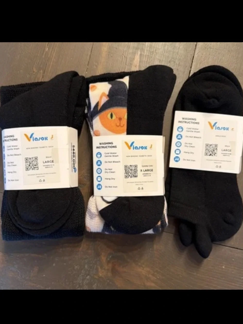 Viasox Diabetic Socks Spooky Cats Halloween 🐈‍⬛ 🎃 Easystretch Ankle Black L XL